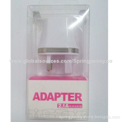 Three-pin Plug Gauge USB Charger Power Adapter, Built-in Intelligent Protection System